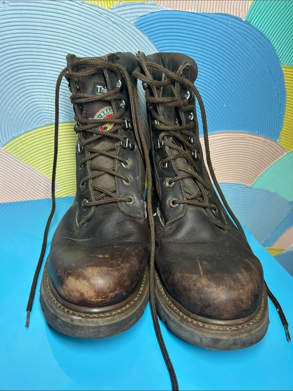 Brahma Men's Dark Brown Lace-Up Leather Work Boots sz 11